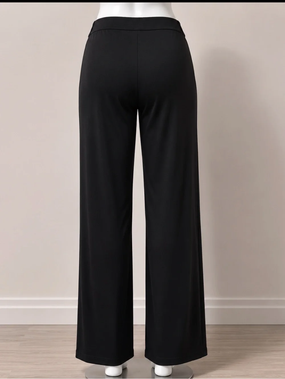 Relaxed Black Wide-Leg Pull-On Pants for Women